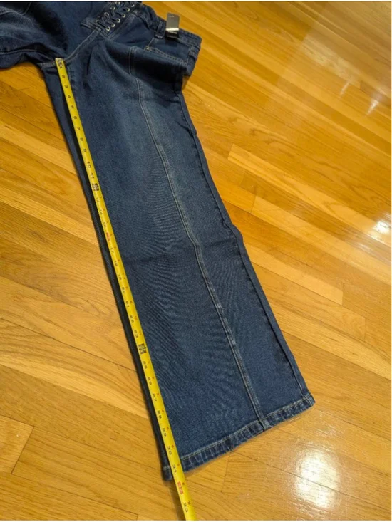 Bebe NWT High Waist Lace Up Wide Leg Jeans Size 32 - Picture 13 of 15